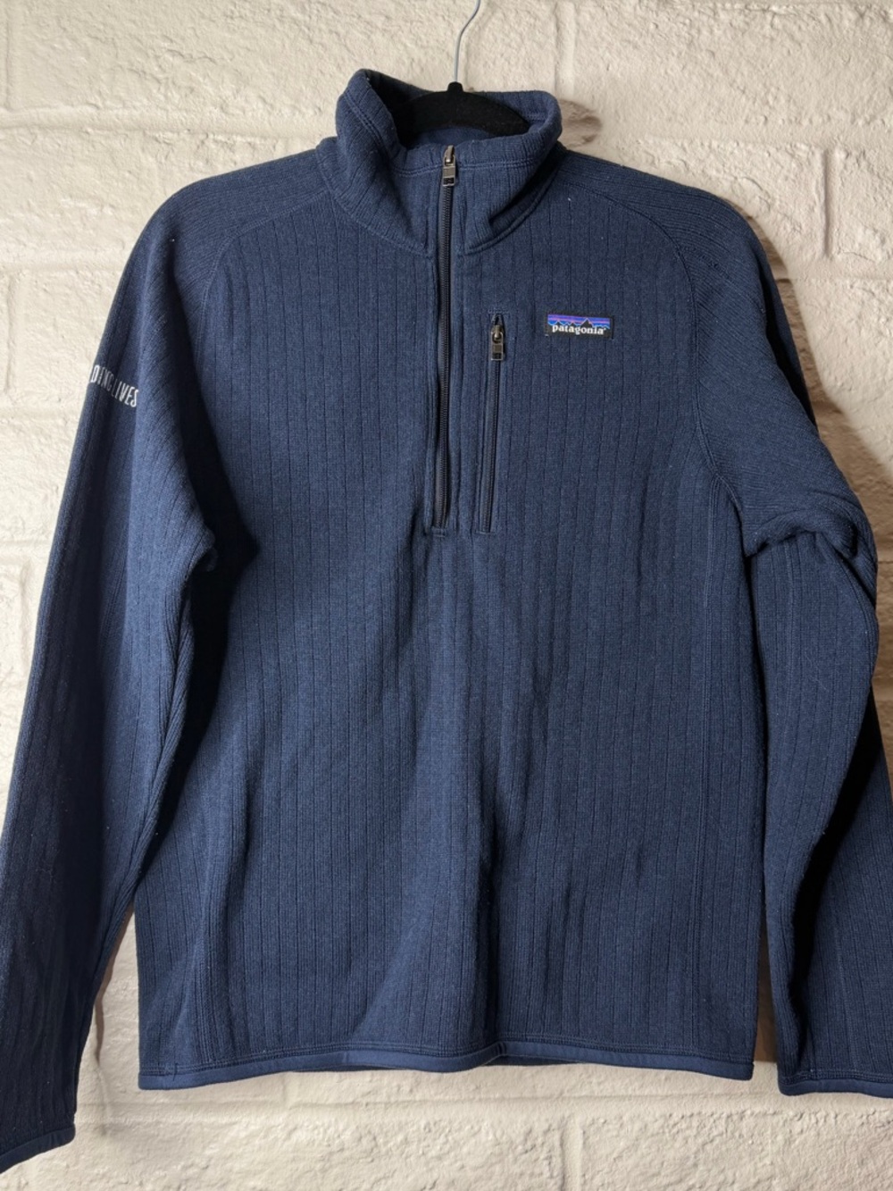Patagonia Mens Better Sweater Rib Knit Size S Blue Boston Scientific Embroidery